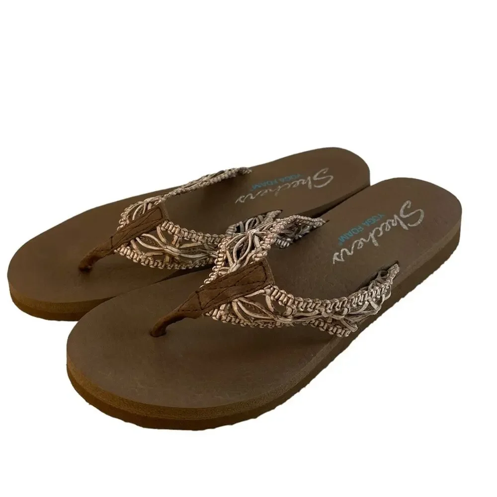 Skechers Sandcomber Yoga Foam Thong Flip-Flop Sandals - Size 8.5